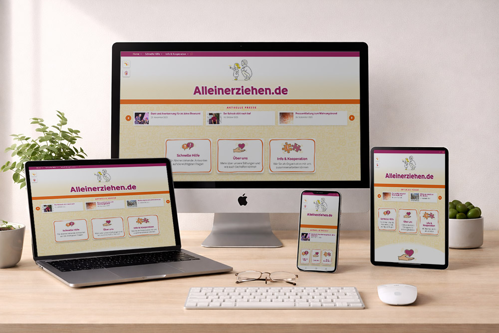 Alleinerziehen_Mockup alleinerziehen.de Infoportal für Alleinerziehende