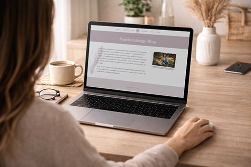 KK-webseite-Laptopmonitor copy Blogseite der Coaching-Website am Laptop