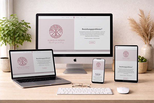 karolinkoehn-mockup Beziehungscoaching Webseite auf verschiedenen Endgeräten